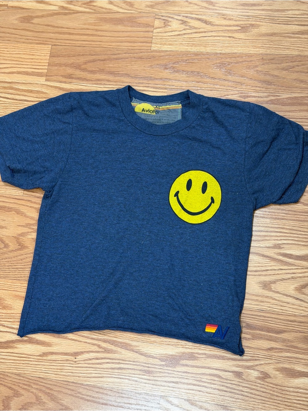 Aviator Nation Navy Tee with Yellow Smiley